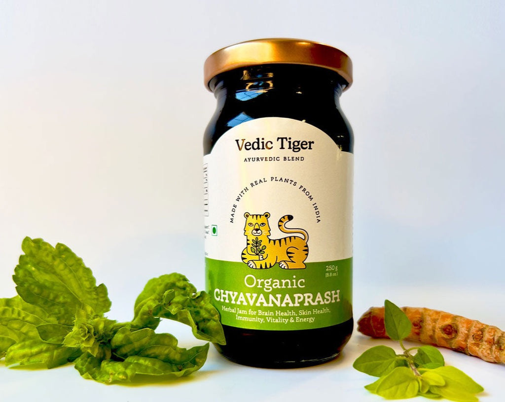 Vedic Tiger's Chyawanprash Miracle Jam Herbal Superfoods Ayurvedic Jam made with natural medical plants 100% organic nutritional supplement for energy longevity skin health brain food immunity